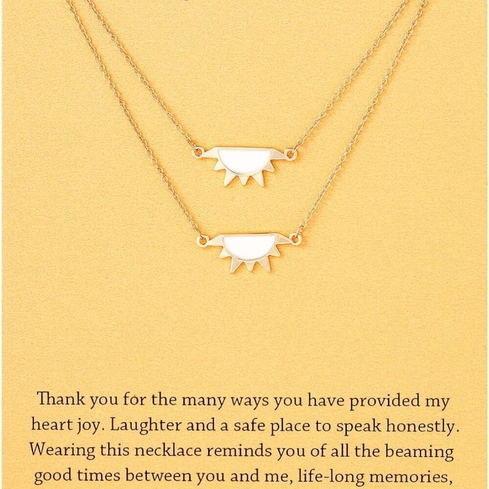 Gold Plated Sun Moon Friendship Necklace for Women Double Half Sun Gift